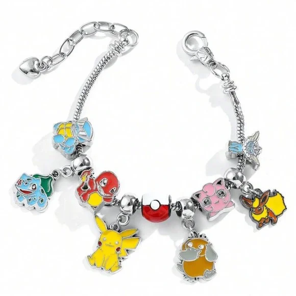 ✨3for$38 New 9 Charm Pokémon Character Silver Enamel Charm Bracelet ~ Pokémon - Picture 3 of 14